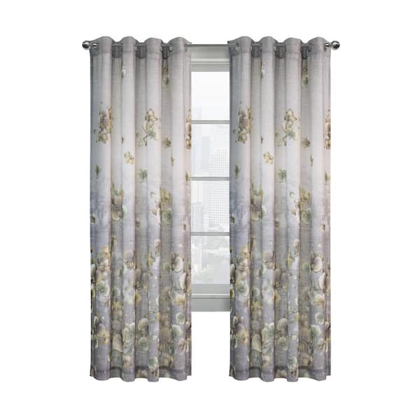 THERMALOGIC Twilight Grey Polyester Textured 52 in. W x 84 in. L Grommet Indoor Room Darkening Curtain (Single Panel)