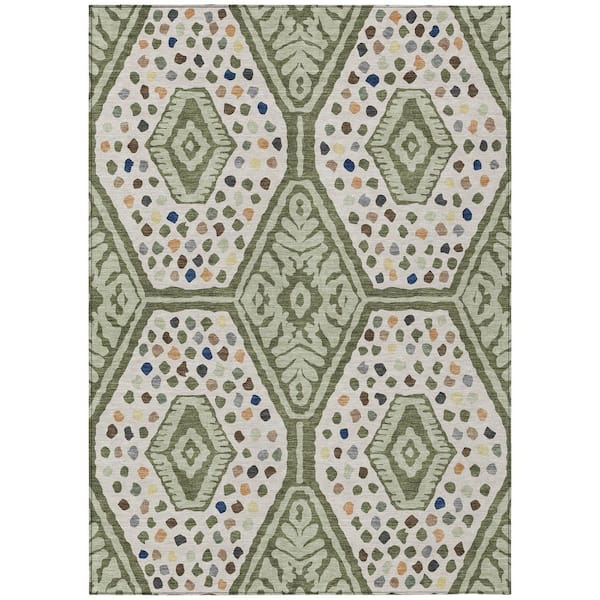 Chantille Machine Washable Indoor/Outdoor Abstract ACN2457 Sage 5 ft. x 7 ft. 6 in. Area Rug