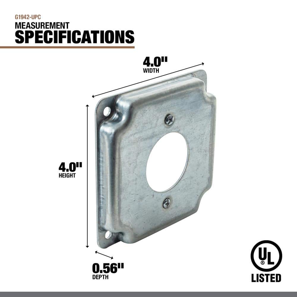 Galvanized Steel Square Receptacle Cover with Crushed Corners