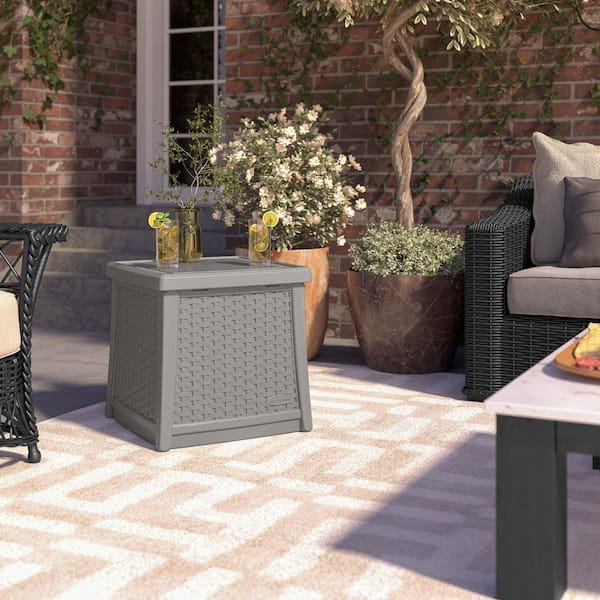 Suncast Elements Dove Gray Outdoor Side Table Ice Cube