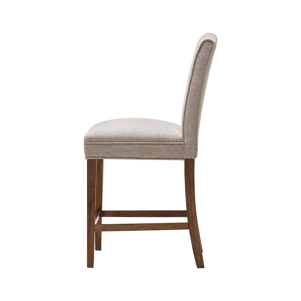 Elegant Cream Upholstered Counter Stool with Birch Wood Legs