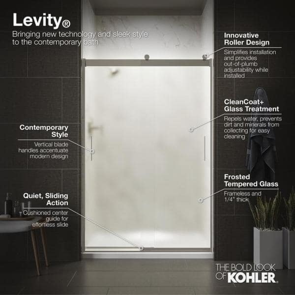 Levity Frameless Sliding Shower Door, K-706009-D3