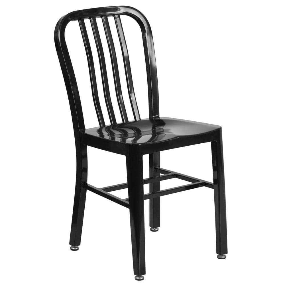 Metal Outdoor Dining Chair in Black