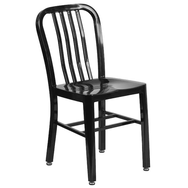 Metal Outdoor Dining Chair in Black