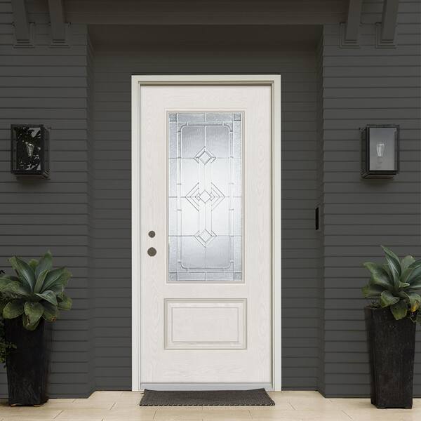 Stanley Doors 36 in. x 80 in. Neo-Deco Zinc Full Lite Painted