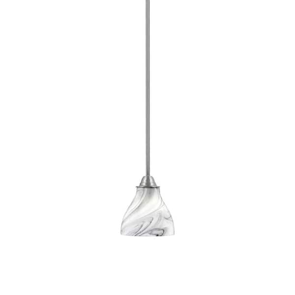 Unbranded Madison 100-Watt 1-Light Brushed Nickel Shaded Pendant Light with 6.25 in. Onyx Swirl Glass Shade, No Bulb Included