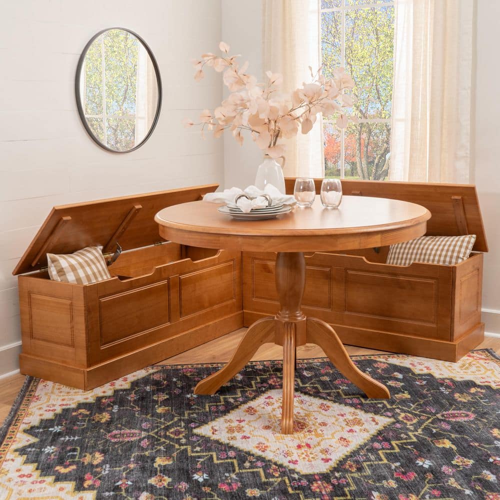 Rockhill 2-Piece L-Shaped Caramel Brown Wood Top Nook Dining Room Set Seats 4 price history on PriceWatchPro