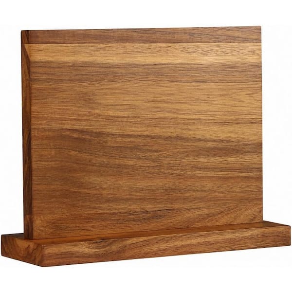 Double-Sided Magnetic Knife Block, Natural Acacia Wood Cutlery Display Stand
