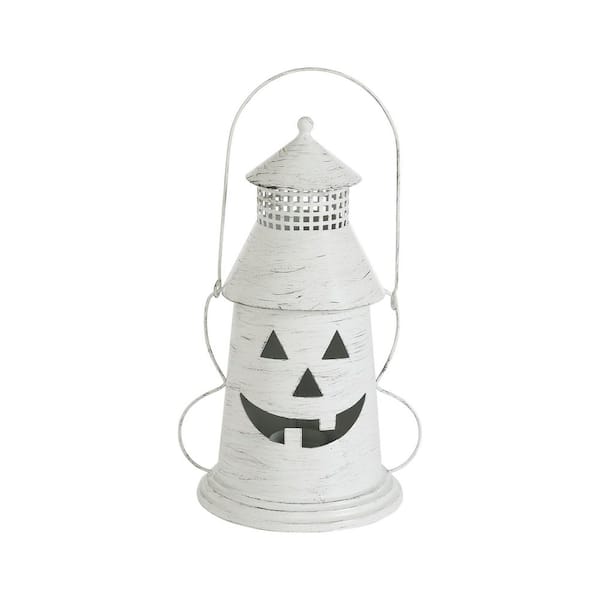 12 in. Antique White Halloween Lantern Tealight Holder