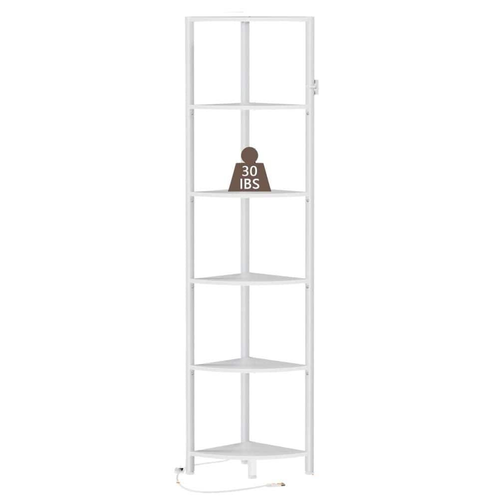 6-Tier 11.22 in. D x 11.81 in. W x 67.52 in. H Corner Shelf with LED Light, Metal Frame and Wood Display Shelf, White price history on PriceWatchPro