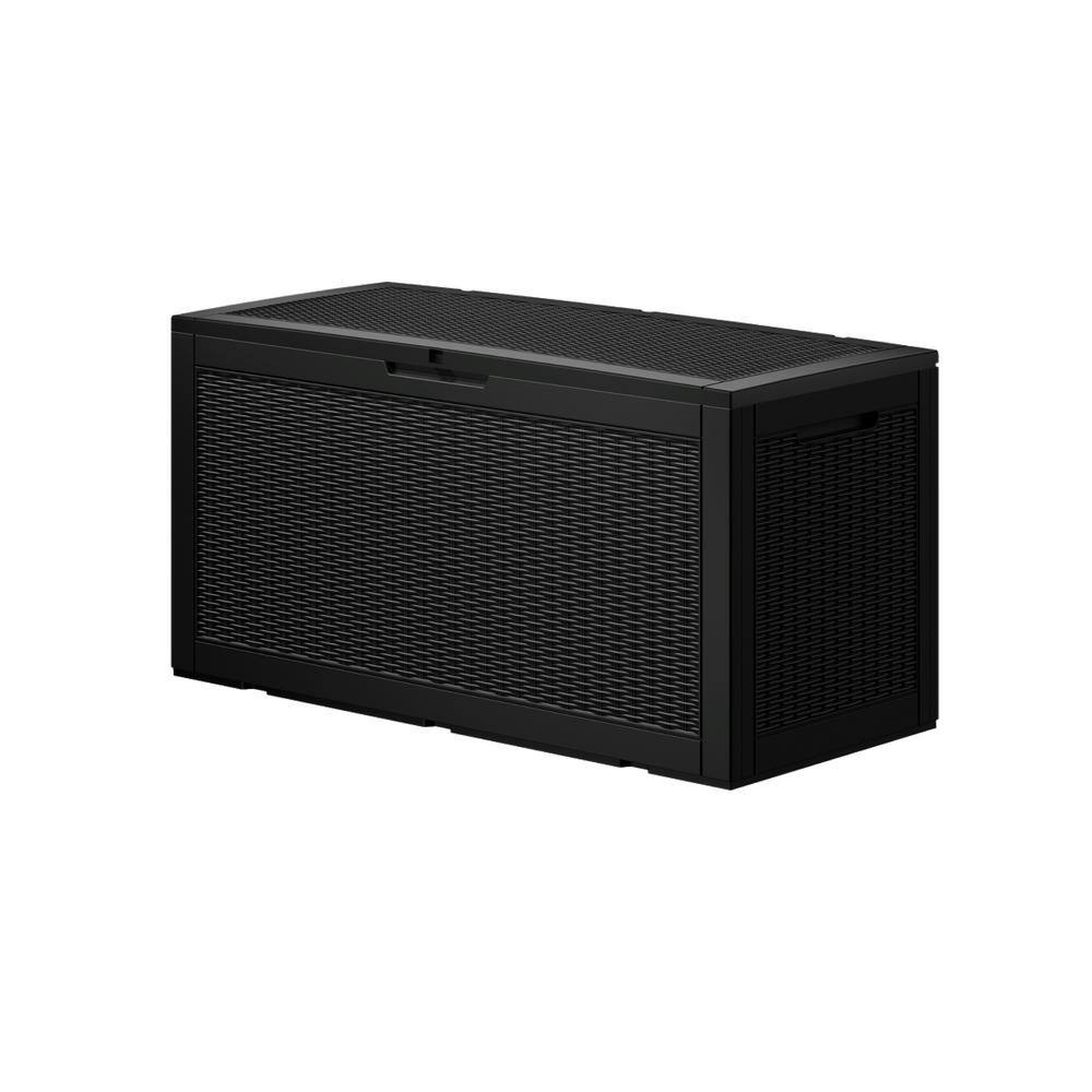 100 Gal. Black Outdoor Resin Waterproof Deck Box with Lockable Lid