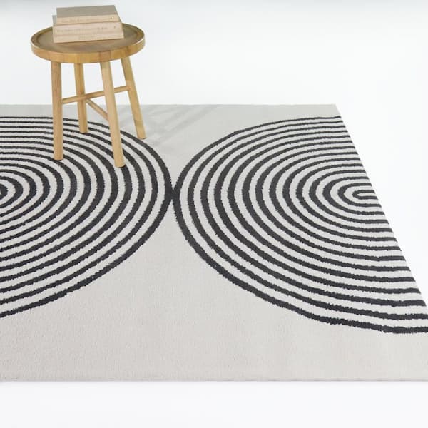 Mayer Cream/Black 8 ft. x 10 ft. Modern Arches Area Rug