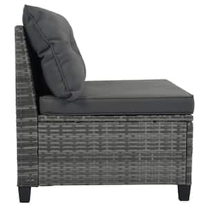 Grey 8-Piece Wicker Patio Conversation Set with Grey Cushions