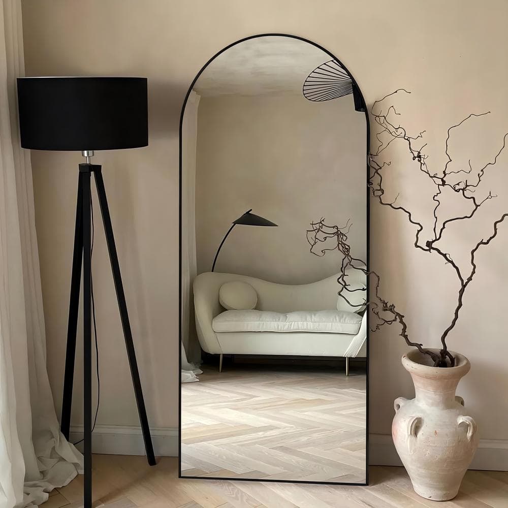 Sxiawe 22 in. W x 65.2 in. H Modern Arched Aluminum Frame Black