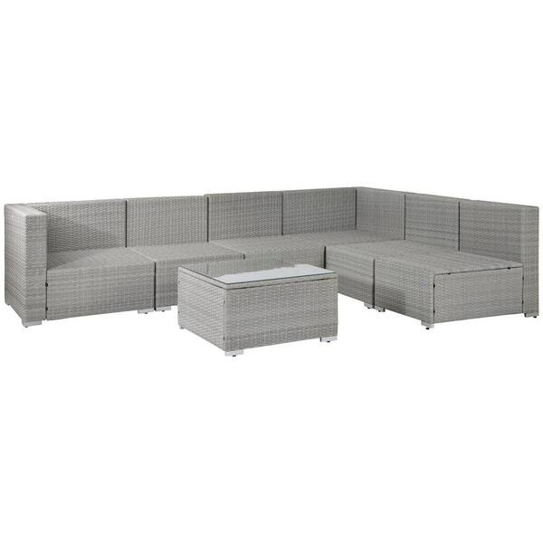 Tatayosi 7 Piece Pe Rattan Wicker Outdoor Patio Furniture Sectional Cushioned Sofa Sets With Blue Cushion Wf H W213s00004 The Home Depot Tatayosi 7 Piece Pe Rattan Wicker, Outdoor Patio Furniture No Cushions