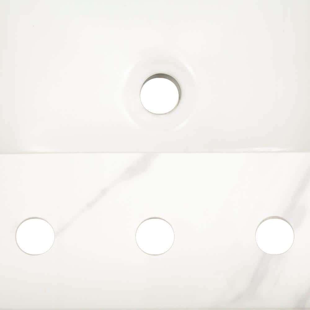 31 in. White Marble Bathroom Vanity Top with Single Sink