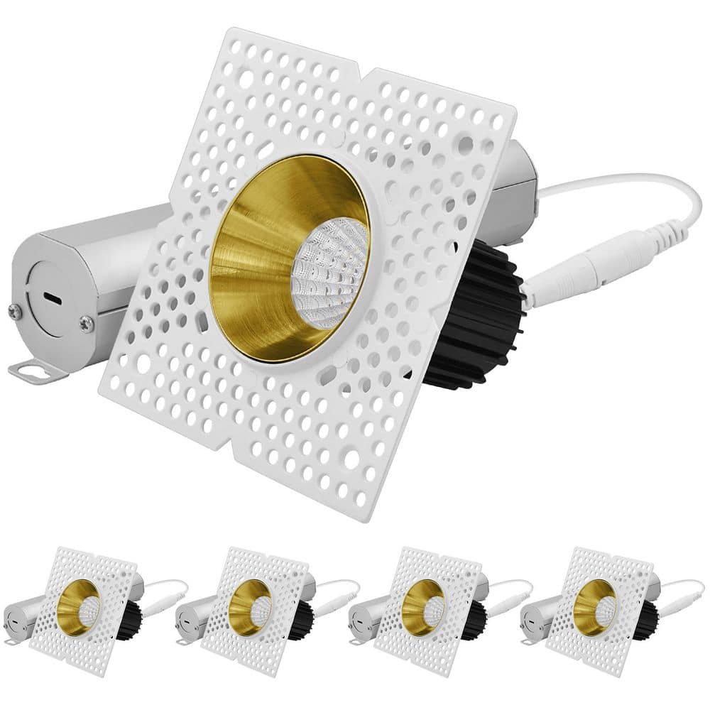 2 In. Integrated LED Trimless Spotlight with Brass Trim 10W, 850LM, 5CCT, 38° Beam, Dimmable CRI90 IC Rated 4 Pack price history on PriceWatchPro