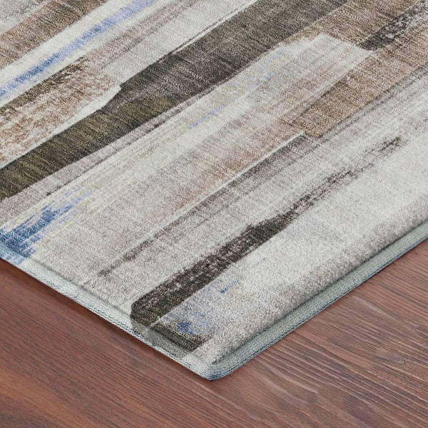 Mayfield Premium Machine Washable Abstract AMF2255 Khaki 5 ft. x 7 ft. 6 in. Area Rug