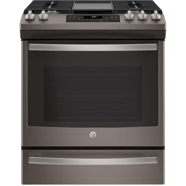 GE 5.6 cu. ft. Slide-In Gas Range with Self-Cleaning Convection Oven in Slate, Fingerprint Resistant