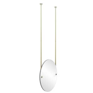 21 in. x 29 in. Frameless Oval Ceiling Hung Mirror with Beveled Edge in Satin Brass