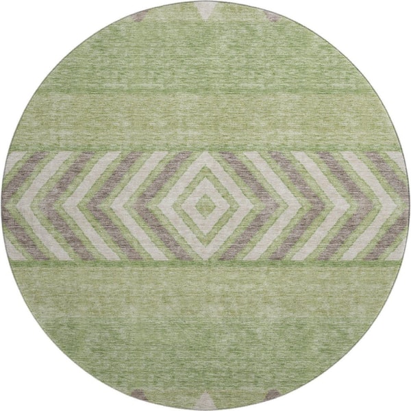 Addison Rugs Mayfield Premium Machine Washable Abstract AMF965 Green 8 ft. x 8 ft. Round Rug