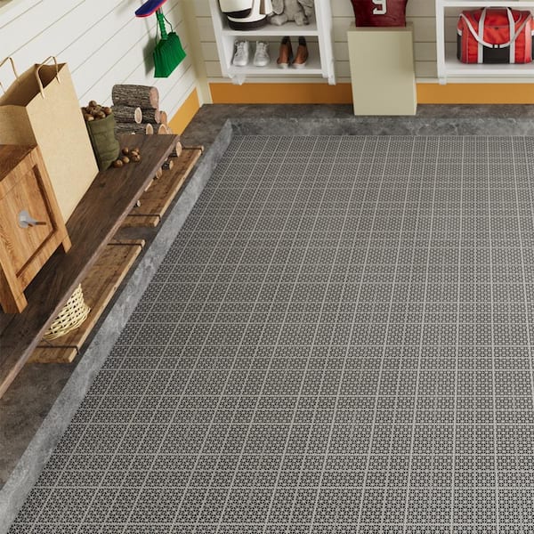1 ft. x 1 ft. All-Weather Outdoor Plastic Composite Interlocking Deck Tiles in Gray, Garage Floor Tiles (60 Per Case)