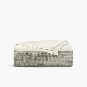 Marled Organic Grey and Ivory Cotton 1-Piece Throw Blanket