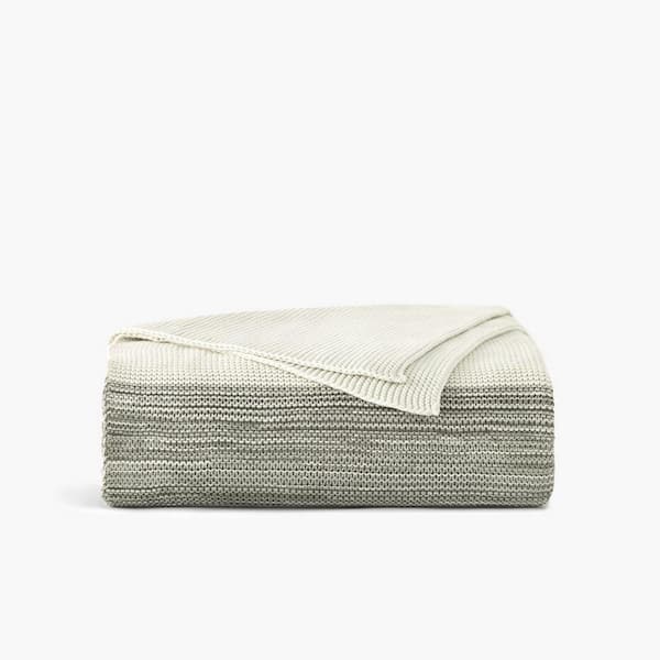 Truly Soft Marled Organic Grey and Ivory Cotton 1-Piece Throw Blanket