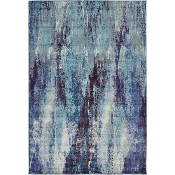 Unique Loom Jardin Lilly Blue 6' 0 x 9' 0 Area Rug