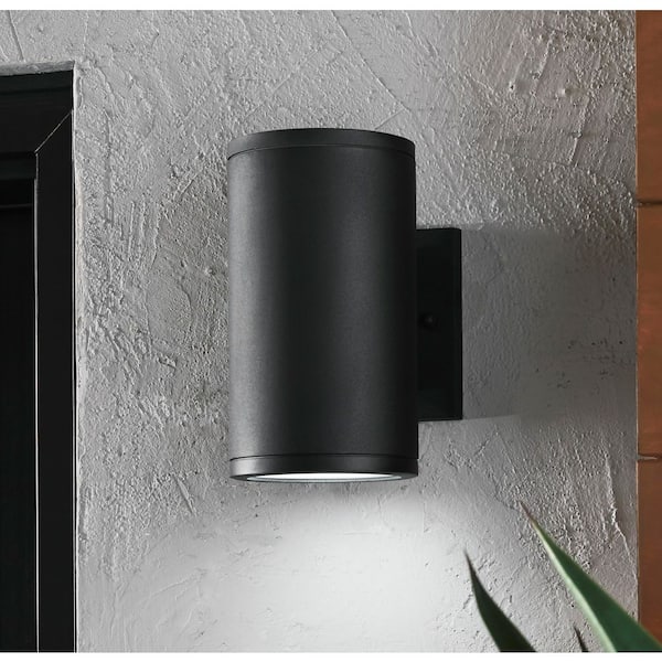 Rodham 8 in. Black Integrated LED Hardwired Outdoor Wall Light Lantern Porch Sconce