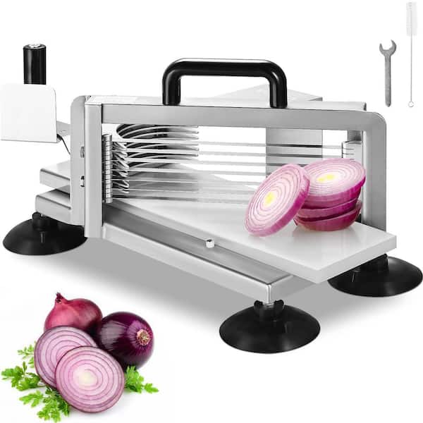 VEVOR Commercial Tomato Slicer 3/16 in. Tomato Cutter Stainless Steel Heavy-Duty Manual Tomato Slicer Non-Slip Feet