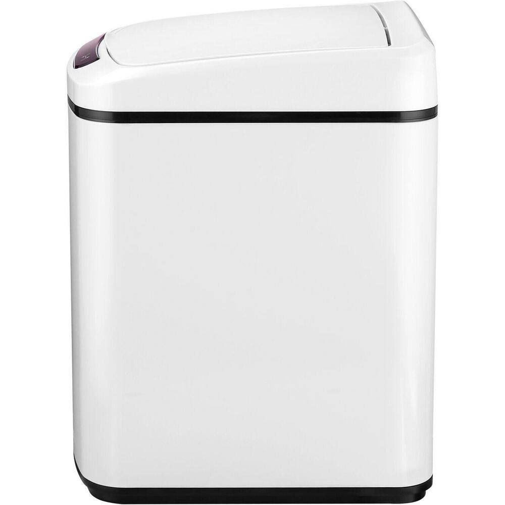 White Stainless Steel Touchless Trash Can with Sensor Lid