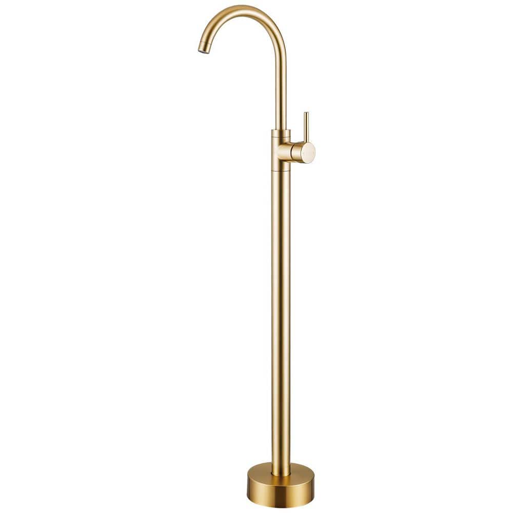 1-Handle Freestanding Floor Mount Roman Claw Foot Tub Faucet Bathtub Filler with High spout in Brushed Gold price history on PriceWatchPro