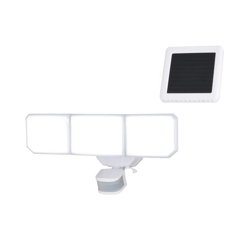 White Solar Powered LED Outdoor Security Flood Light with Motion Sensor