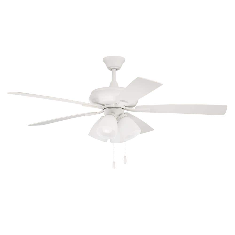 Eos 52-Inch White and Washed Oak Ceiling Fan with LED Lights