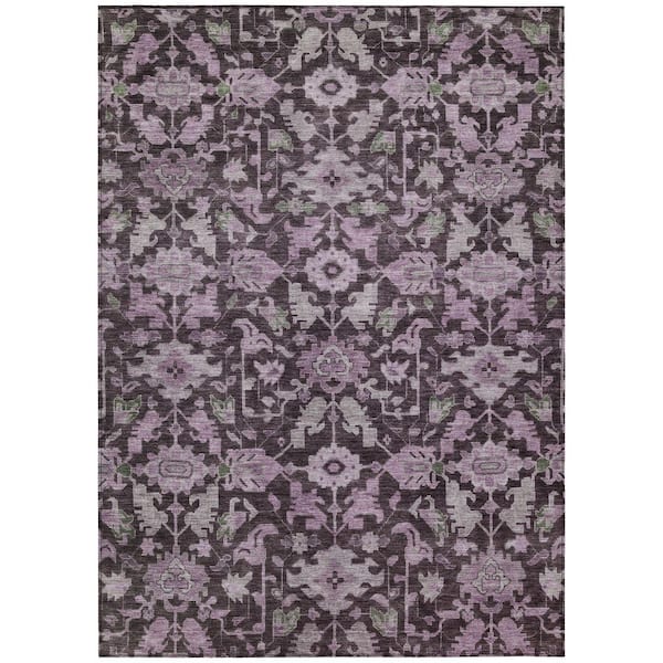 Chantille Machine Washable Indoor/Outdoor Abstract ACN2358 Eggplant 8 ft. x 10 ft. Area Rug