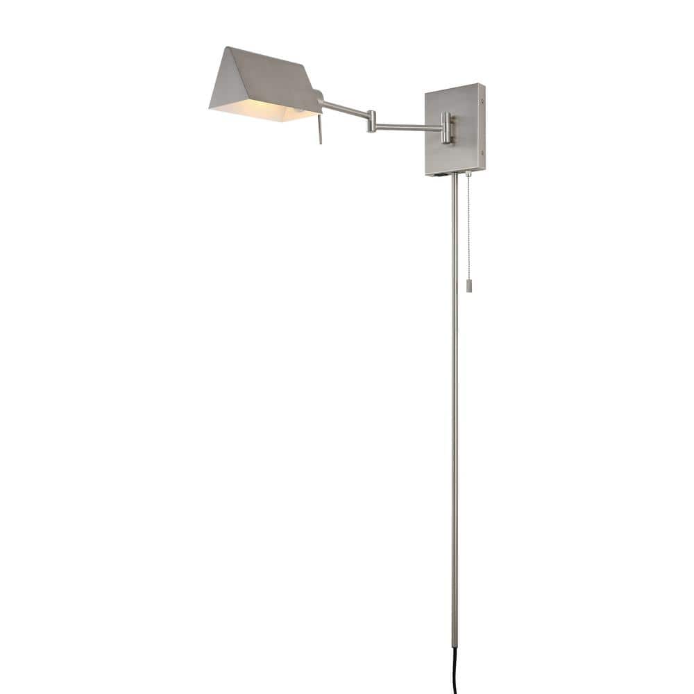 Nickel 22" Dimmable Swing Arm Wall Sconce with USB Port
