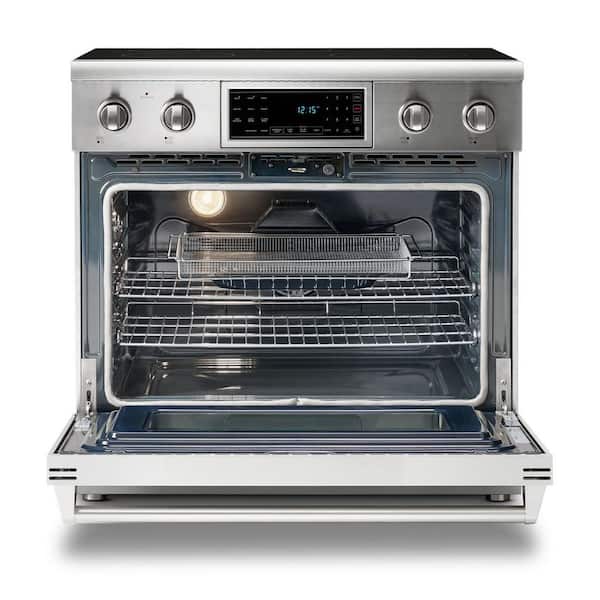 Tilt Panel 36 in. 5 Elements Freestanding Electric Range with Self-Cleaning Air Fry Convection Oven in Stainless Steel
