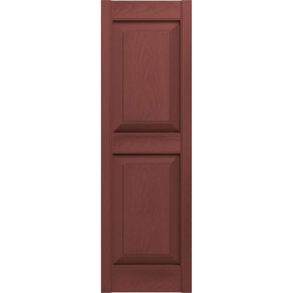 Burgundy Red Raised Panel Vinyl Decorative Shutters, 14.75" x 31"