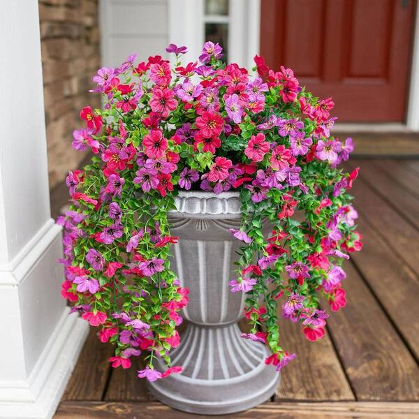 19.3 in. Purple Pink Outdoor Artificial Daisy Flower 2-Pieces