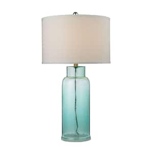 30 in. Seafoam Green Glass Bottle Table Lamp