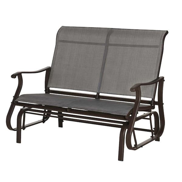 SUNRINX 46.8 in. 2-Person Grey Metal Outdoor Bench