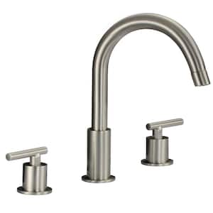 Noa 8 in. Widespread 3 Hole Bathroom Sink Faucet with 2 Lever Handles in Brushed Nickel