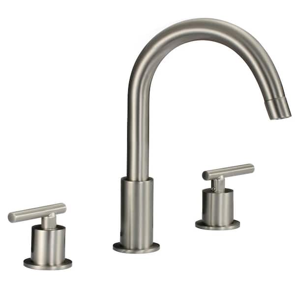 Eisen Home Noa 8 in. Widespread 3 Hole Bathroom Sink Faucet with 2 Lever Handles in Brushed Nickel