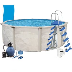 HomeOasis 18 ft. Round 48 in. D Metal Wall Above Ground Hard Side Pool Package