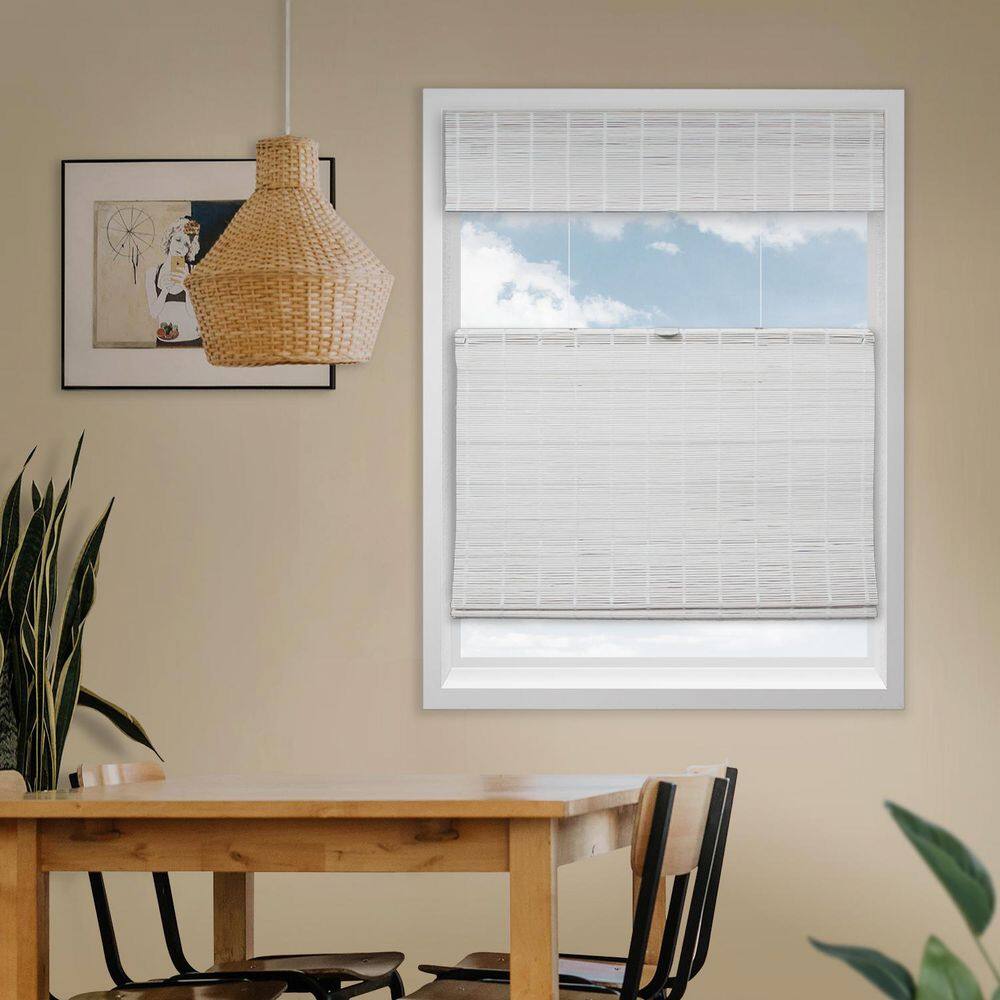 Natural Woven Top Down Bottom Up Cordless Bamboo Roman Shades for Windows, 48.5 in. W x 36 in. L, Snow price history on PriceWatchPro