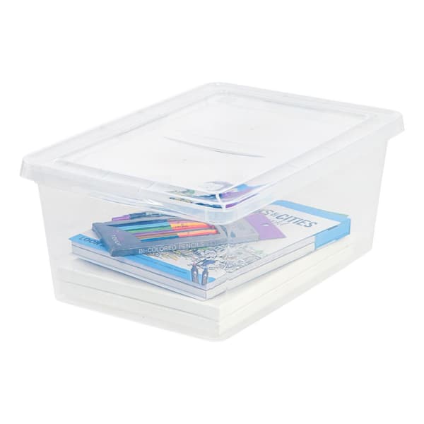 Iris 17 qt. Snap Top Plastic Storage Box in Clear with Gray Lid