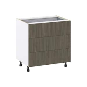 12 in. W x 34.5 in. H x 24 in. D Medora Textured Slab Walnut Shaker Assembled Base Kitchen Cabinet with 4 Drawers