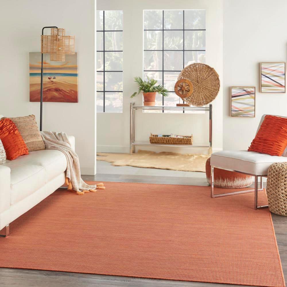 Positano Elegance Terracotta Flat-Weave 7' x 10' Synthetic Rug