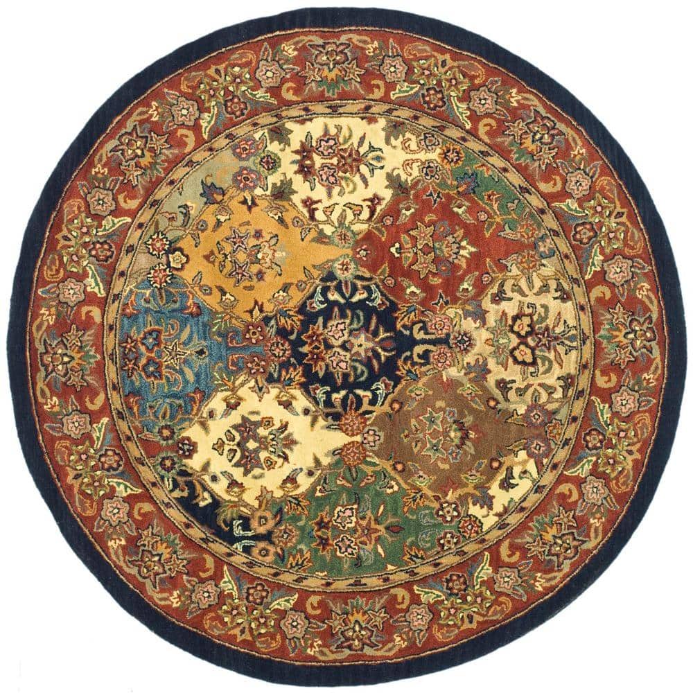 SAFAVIEH Heritage Multi/Burgundy 6 ft. x 6 ft. Round Border Area Rug